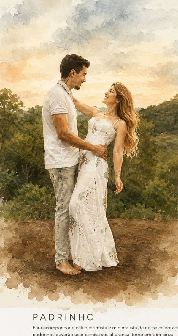 Ilustração em aquarela de Gabriela e Gabriel